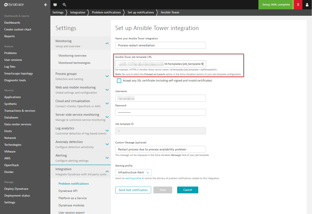 Ansible Tower job template