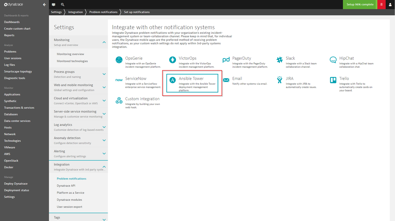 Ansible Tower integration with Dynatrace